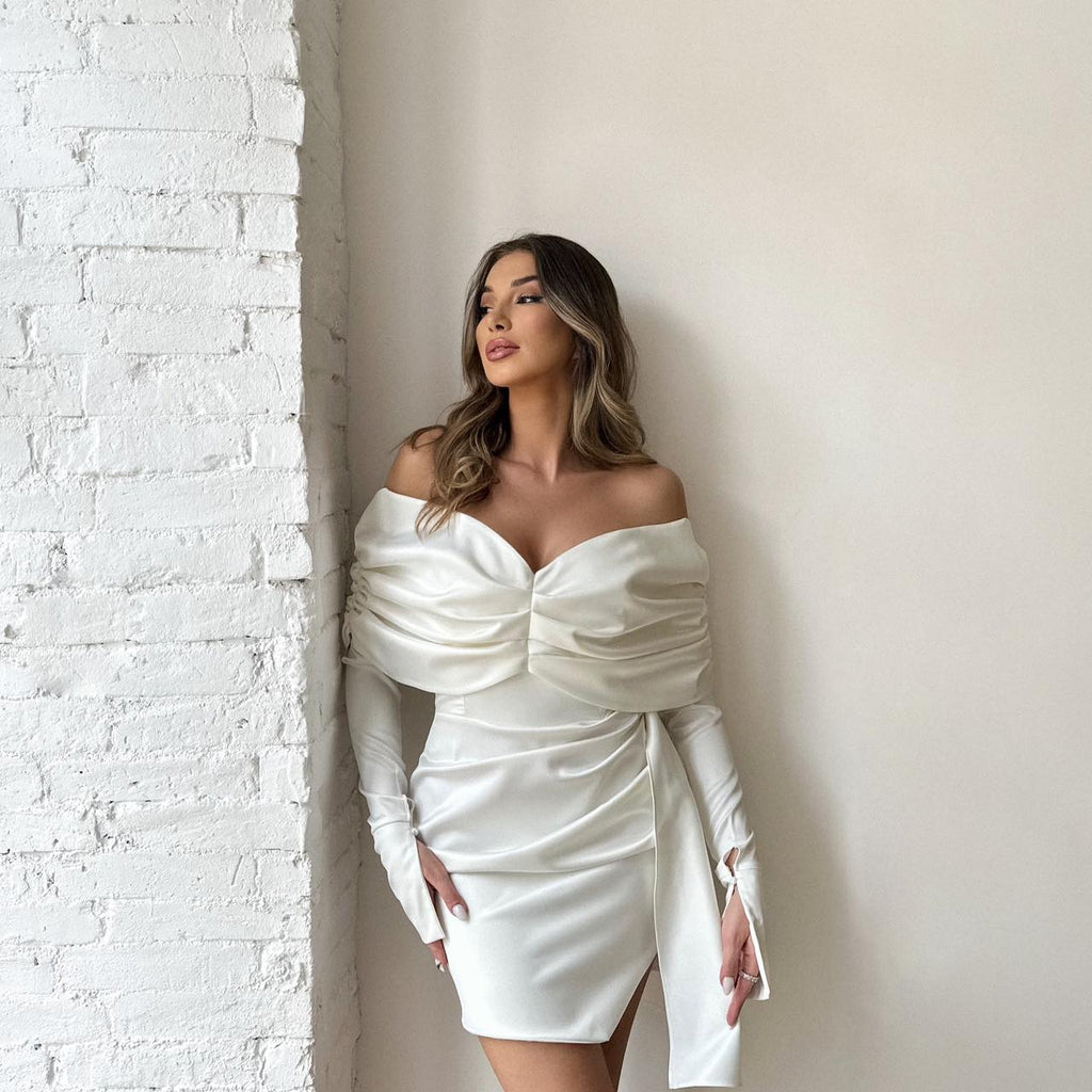 elegant off shoulder white dress elegant off shoulder white dress