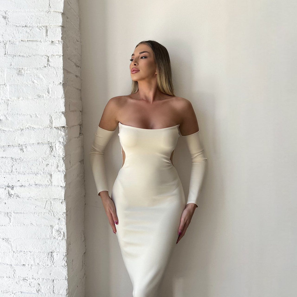 beige off shoulder midi dress beige off shoulder midi dress