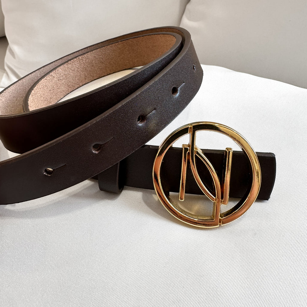 brown leather belt with gold buckle brown leather belt with gold buckle