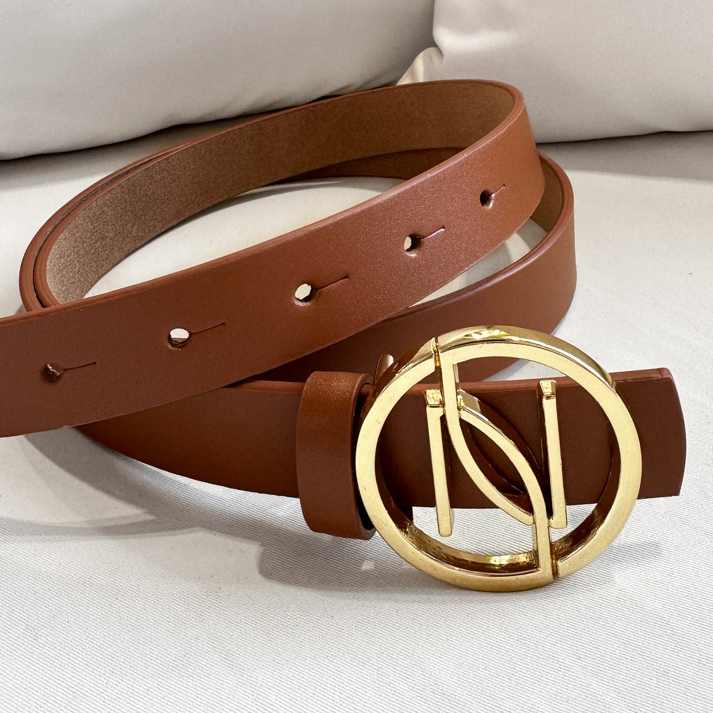 brown leather belt with gold buckle brown leather belt with gold buckle