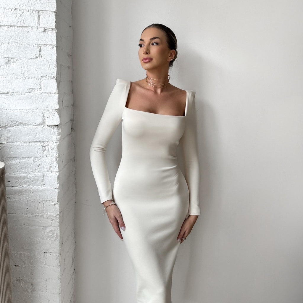 elegant white long sleeve dress elegant white long sleeve dress