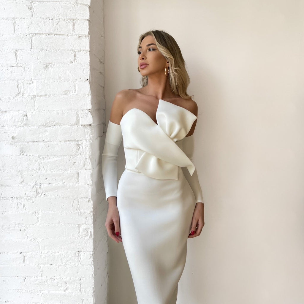 elegant off shoulder white dress elegant off shoulder white dress