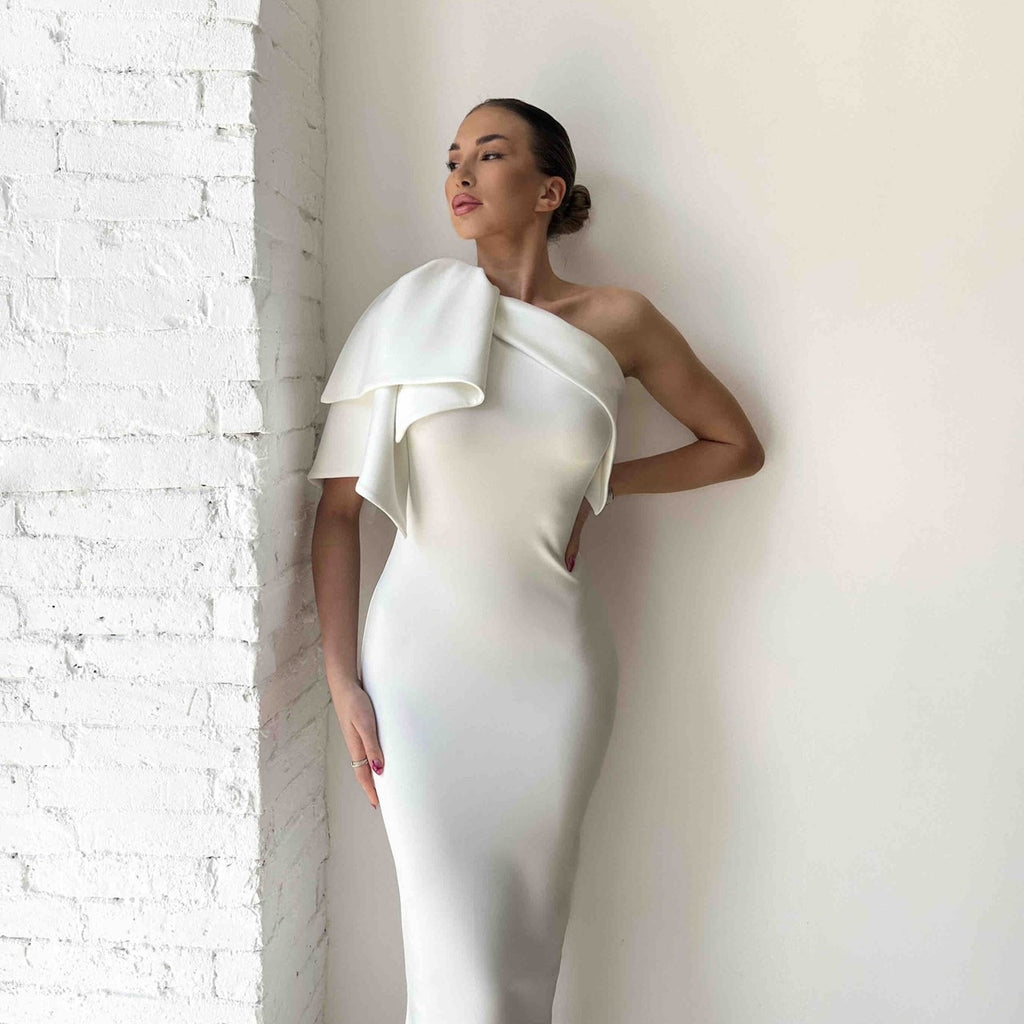 elegant white one shoulder dress elegant white one shoulder dress