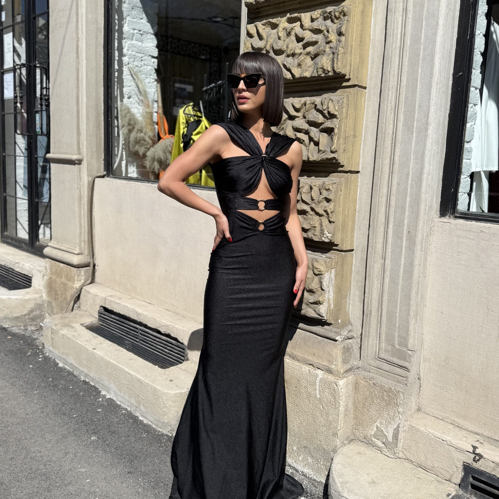 elegant black cutout evening gown elegant black cutout evening gown