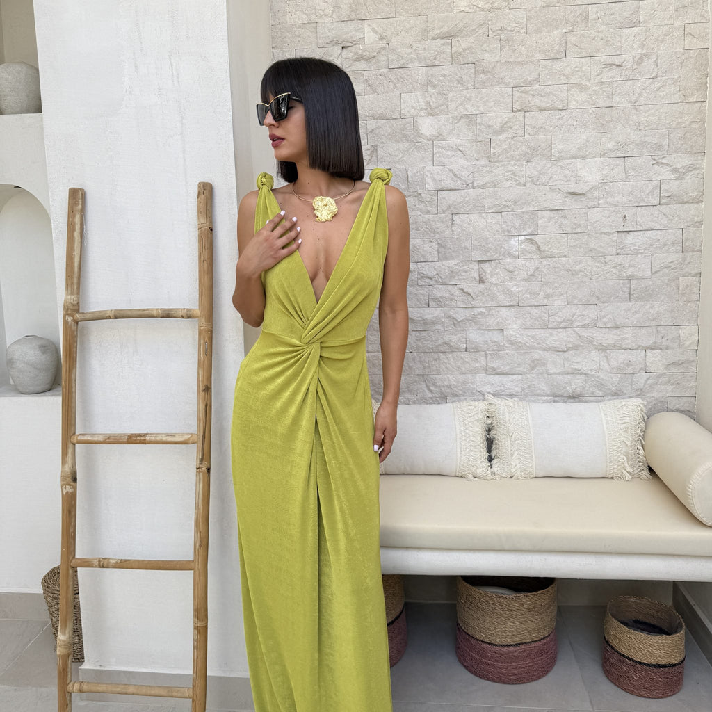 lime green maxi dress with plunging neckline lime green maxi dress with plunging neckline