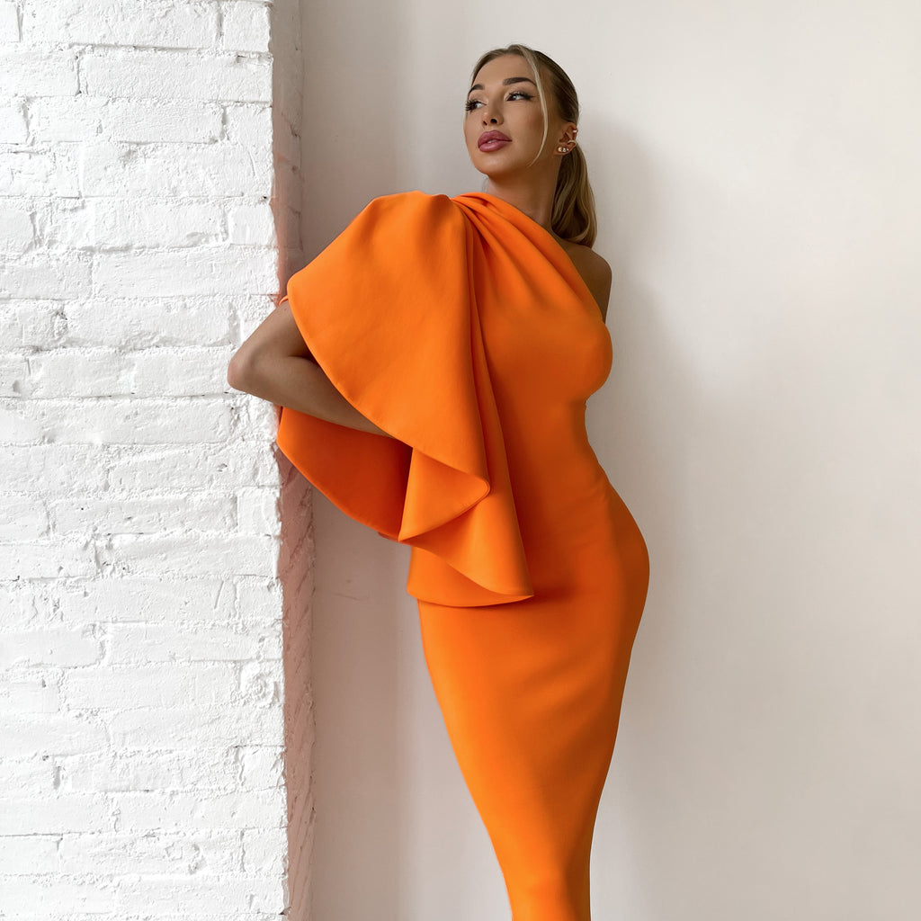 one shoulder orange dress elegant design one shoulder orange dress elegant design