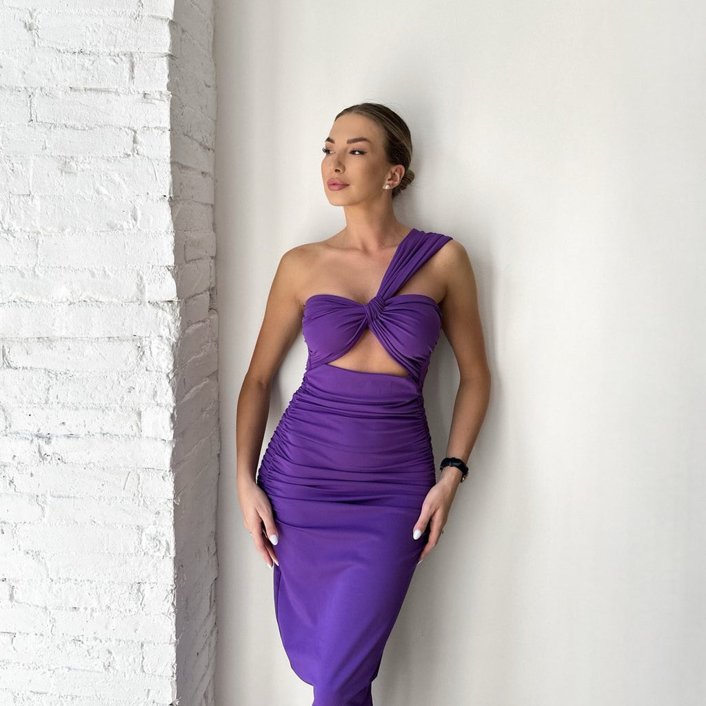 purple one shoulder cutout dress purple one shoulder cutout dress