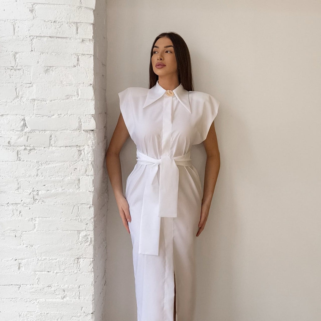 white sleeveless shirt dress with belt white sleeveless shirt dress with belt