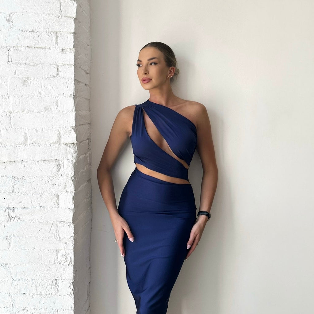 sleeveless navy blue cutout dress sleeveless navy blue cutout dress