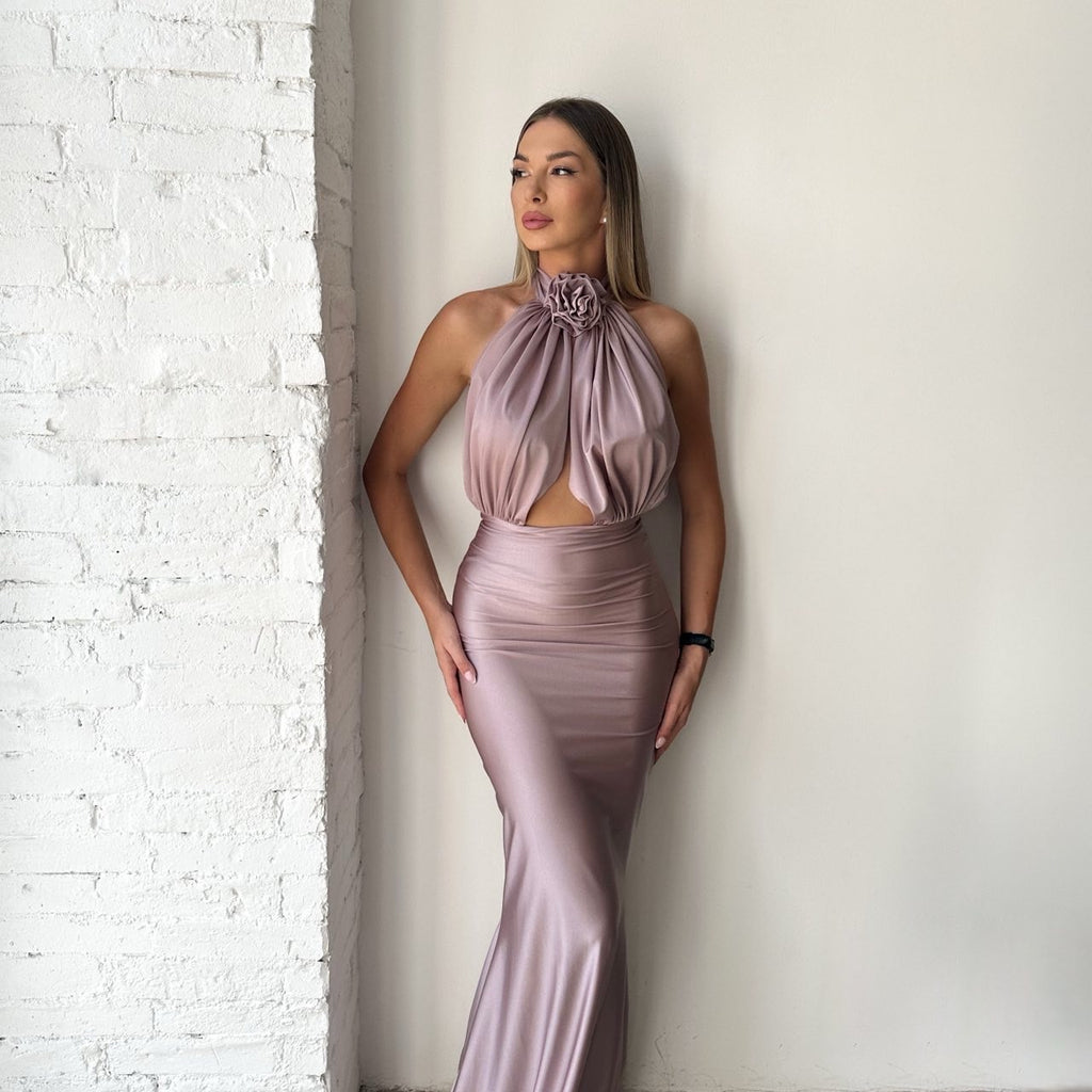 woman wearing elegant lavender evening gown woman wearing elegant lavender evening gown