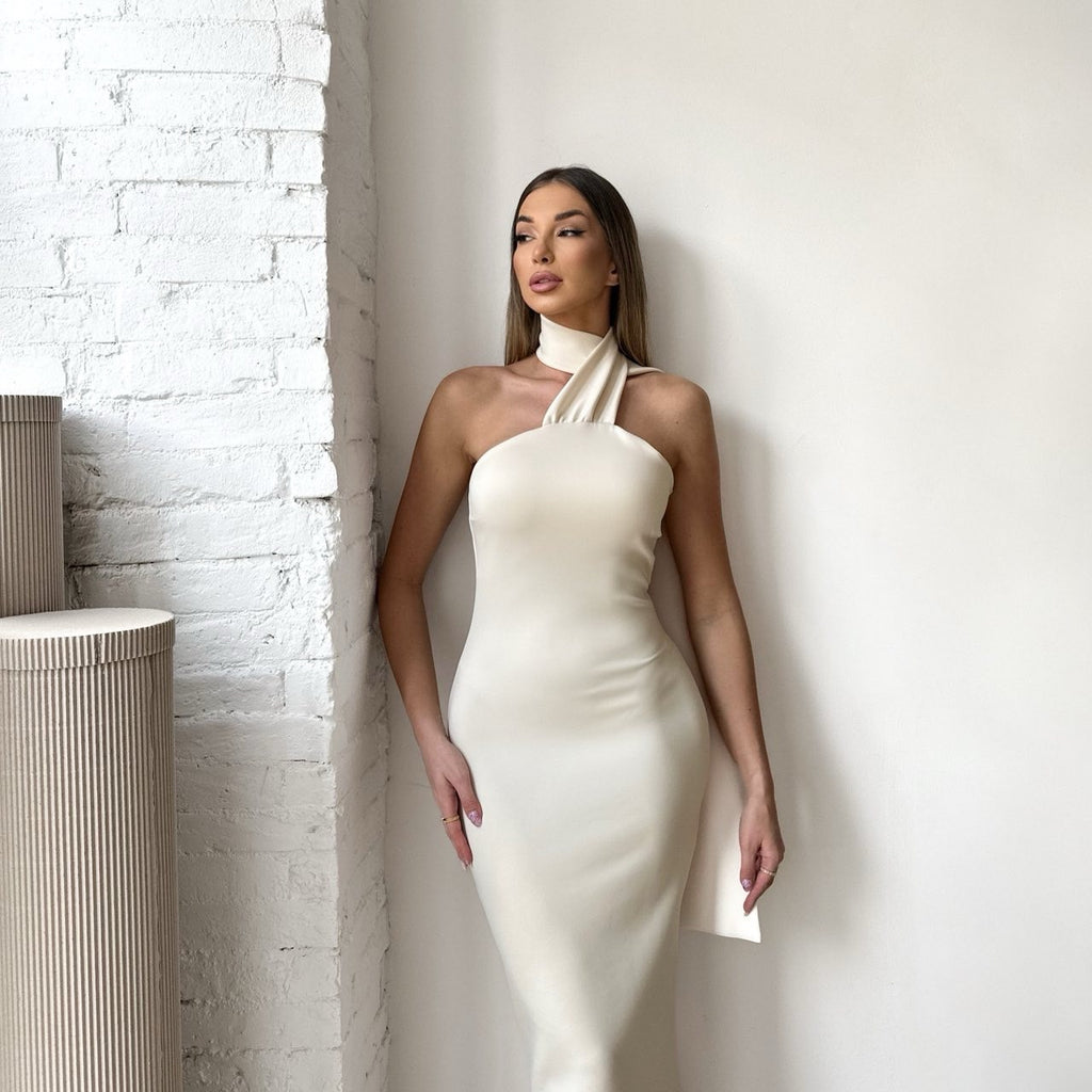 white halter neck midi dress white halter neck midi dress