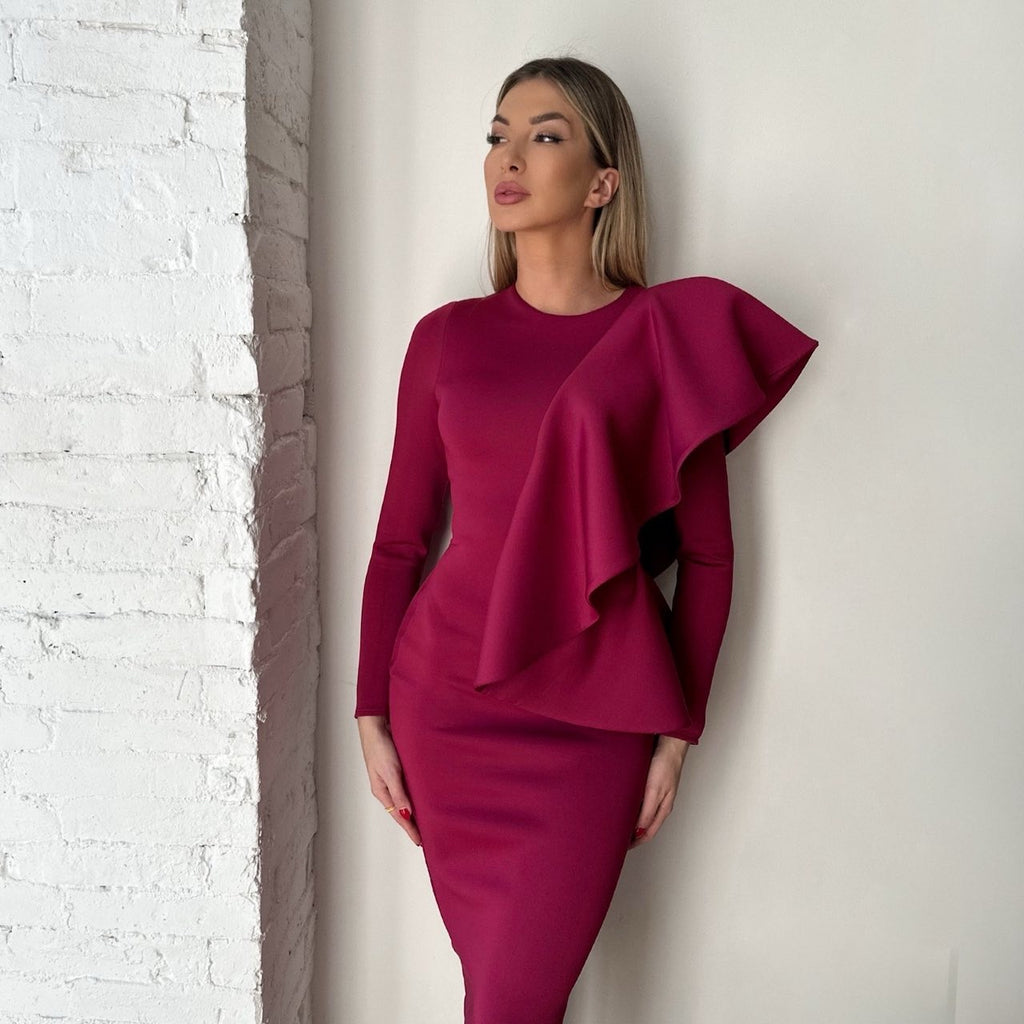 pink long sleeve ruffle dress pink long sleeve ruffle dress