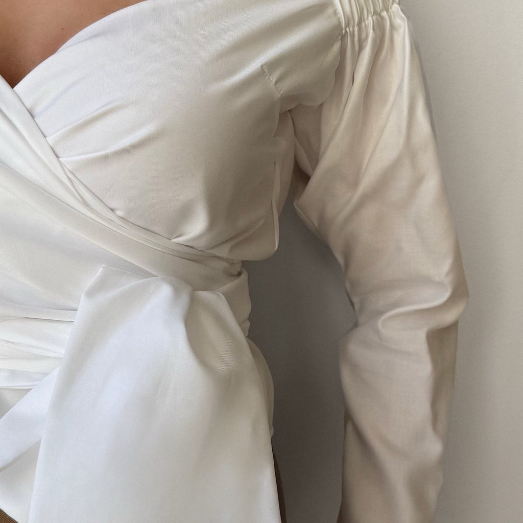 white off shoulder dress with bow detail white off shoulder dress with bow detail