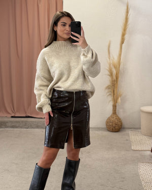 Suknja sa kroko teksturom