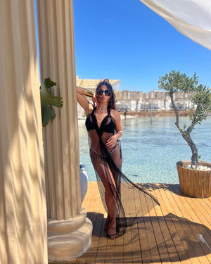 black mesh dress beach style